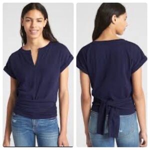 GAP French Terry Wrap Top in Navy XS